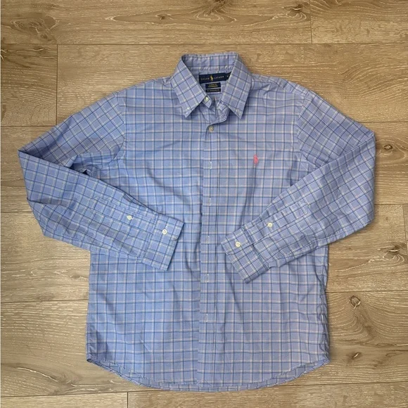 Ralph Lauren Light Blue Plaid Men's Shirt - Picture 2 of 5